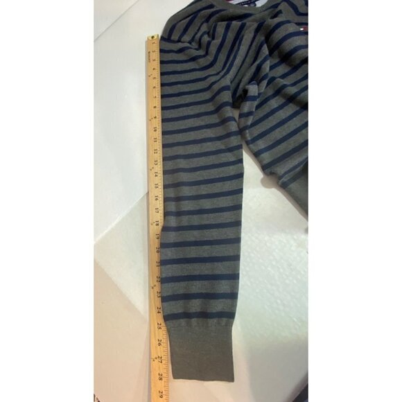 Tommy Hilfiger Flag Logo Striped Long Sleeves V-Neck Pima Cotton Sweater Men L - Picture 10 of 10